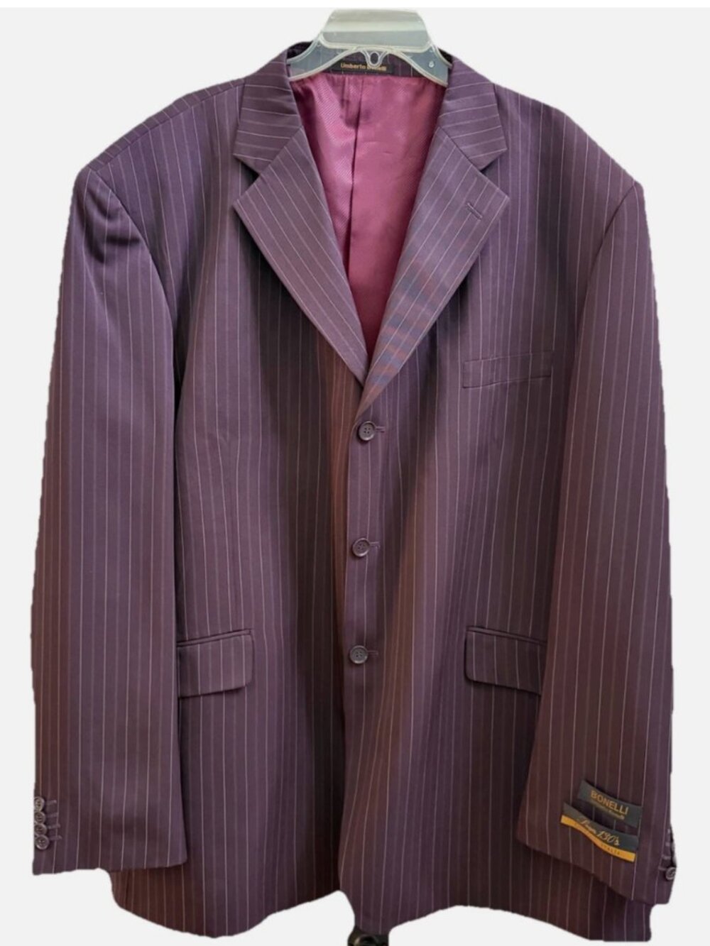 Umberto Bonelli Super 130's Men's Brown Pinstripe Sports Coat Blazer Size 58L - Picture 5 of 15